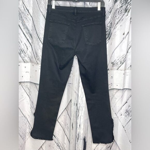 J Brand Ruby Fateful High Rise Cropped Frayed Hem Jeans Black Size 28 - Picture 3 of 10